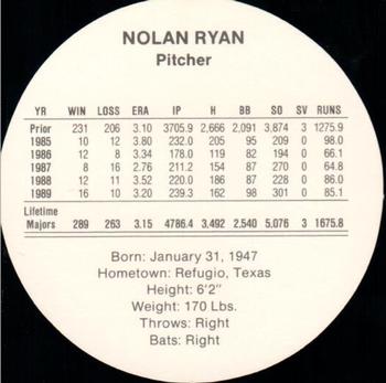 1990 Cadaco Discs #NNO Nolan Ryan Back
