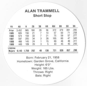 1990 Cadaco Discs #NNO Alan Trammell Back