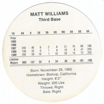 1990 Cadaco Discs #NNO Matt Williams Back