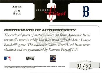 2005 Playoff Absolute Memorabilia - Heroes Swatch Double #AH-14 Jim Rice Back
