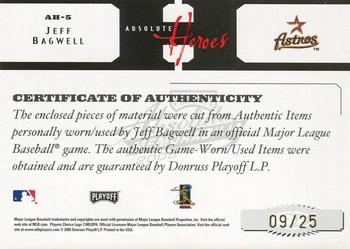 2005 Playoff Absolute Memorabilia - Heroes Swatch Double Spectrum Prime #AH-5 Jeff Bagwell B-J Back