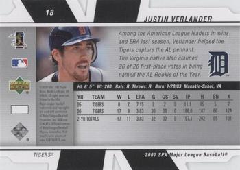 2007 SPx #18 Justin Verlander Back