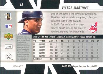 2007 SPx #12 Victor Martinez Back