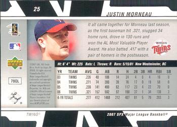 2007 SPx #25 Justin Morneau Back