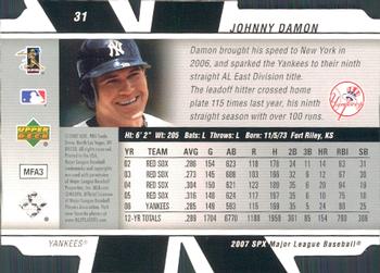 2007 SPx #31 Johnny Damon Back