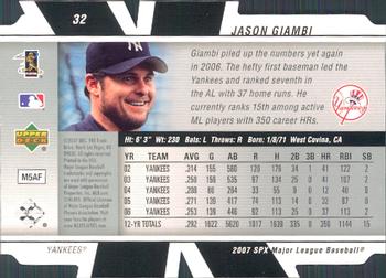 2007 SPx #32 Jason Giambi Back