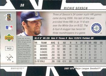 2007 SPx #38 Richie Sexson Back