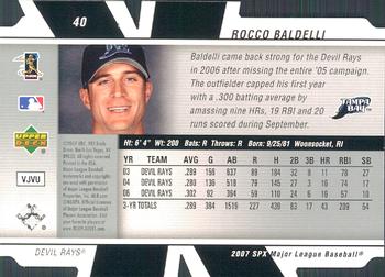 2007 SPx #40 Rocco Baldelli Back