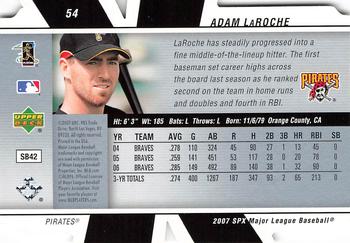 2007 SPx #54 Adam LaRoche Back