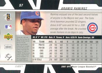 2007 SPx #57 Aramis Ramirez Back