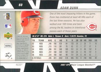 2007 SPx #60 Adam Dunn Back