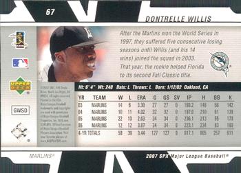 2007 SPx #67 Dontrelle Willis Back