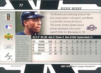 2007 SPx #77 Rickie Weeks Back