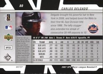 2007 SPx #80 Carlos Delgado Back