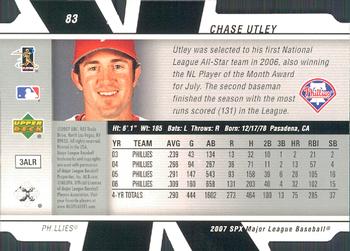 2007 SPx #83 Chase Utley Back
