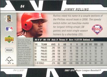2007 SPx #84 Jimmy Rollins Back