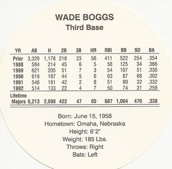 1993 Cadaco Discs #NNO Wade Boggs Back