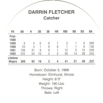 1993 Cadaco Discs #NNO Darrin Fletcher Back