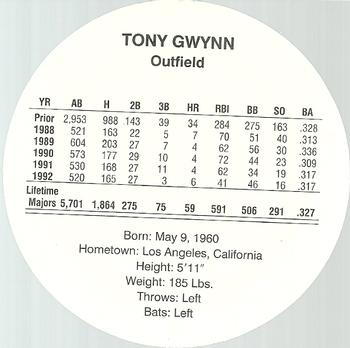 1993 Cadaco Discs #NNO Tony Gwynn Back
