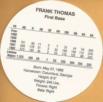 1993 Cadaco Discs #NNO Frank Thomas Back