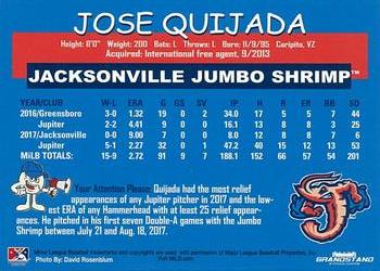 2018 Grandstand Jacksonville Jumbo Shrimp #NNO Jose Quijada Back