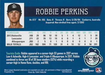 2018 Grandstand Asheville Tourists #NNO Robbie Perkins Back