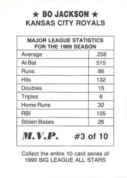 1990 M.V.P. Big League All Stars Blue Background (unlicensed) #3 Bo Jackson Back