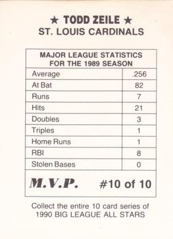 1990 M.V.P. Big League All Stars Blue Background (unlicensed) #10 Todd Zeile Back