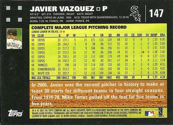 2007 Topps #147 Javier Vazquez Back