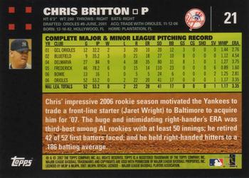 2007 Topps #21 Chris Britton Back