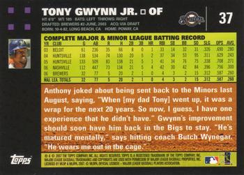 2007 Topps #37 Tony Gwynn Jr. Back