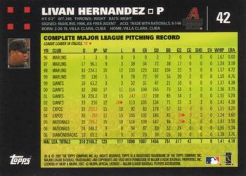 2007 Topps #42 Livan Hernandez Back