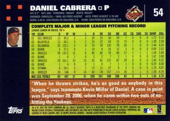 2007 Topps #54 Daniel Cabrera Back