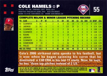 2007 Topps #55 Cole Hamels Back