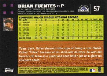 2007 Topps #57 Brian Fuentes Back