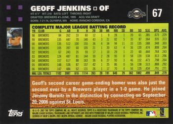 2007 Topps #67 Geoff Jenkins Back