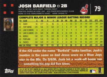 2007 Topps #79 Josh Barfield Back