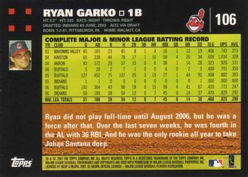 2007 Topps #106 Ryan Garko Back