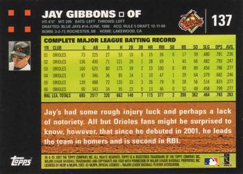 2007 Topps #137 Jay Gibbons Back