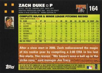 2007 Topps #164 Zach Duke Back