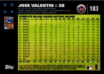 2007 Topps #183 Jose Valentin Back