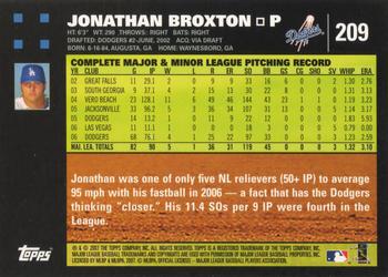2007 Topps #209 Jonathan Broxton Back