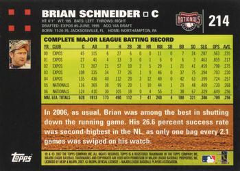 2007 Topps #214 Brian Schneider Back