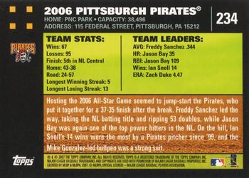 2007 Topps #234 Pittsburgh Pirates Back