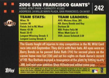 2007 Topps #242 San Francisco Giants Back