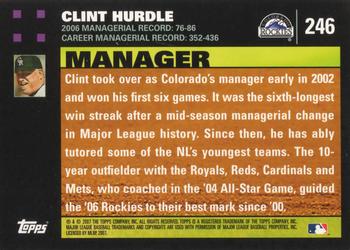 2007 Topps #246 Clint Hurdle Back