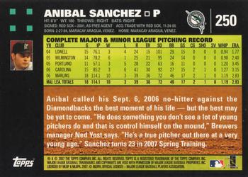 2007 Topps #250 Anibal Sanchez Back