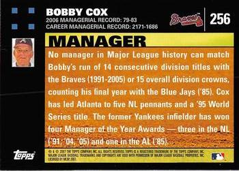 2007 Topps #256 Bobby Cox Back