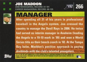 2007 Topps #266 Joe Maddon Back