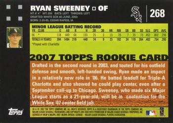2007 Topps #268 Ryan Sweeney Back